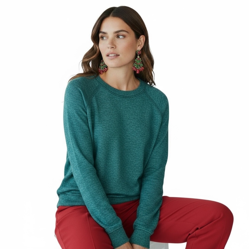 Green Velvet Sweater Sweatshirt Size Large